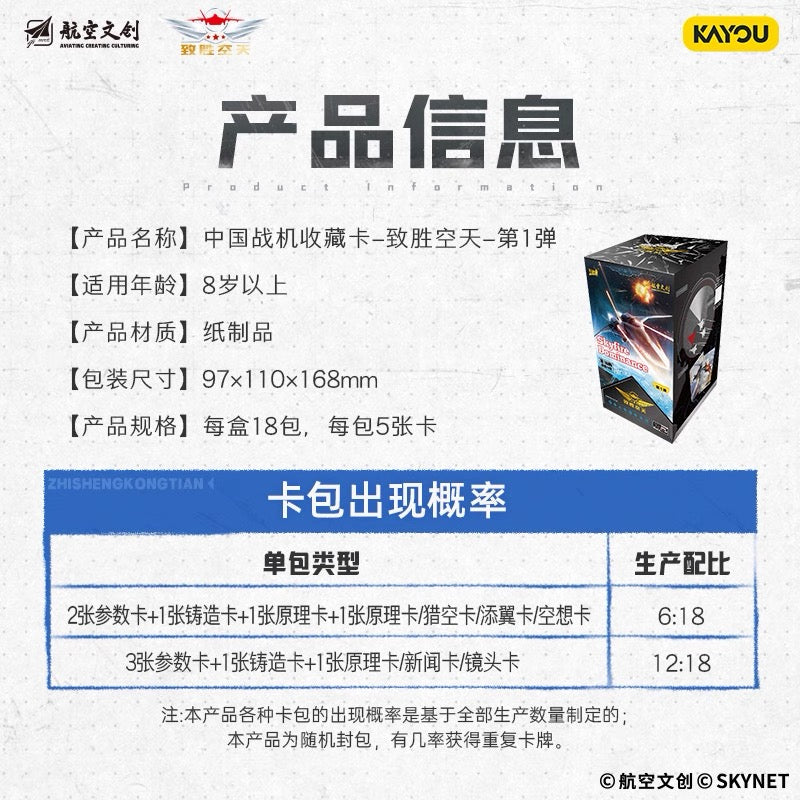 卡游 中國戰機收藏卡片致勝空天第1彈一整盒 官方正版周邊卡牌