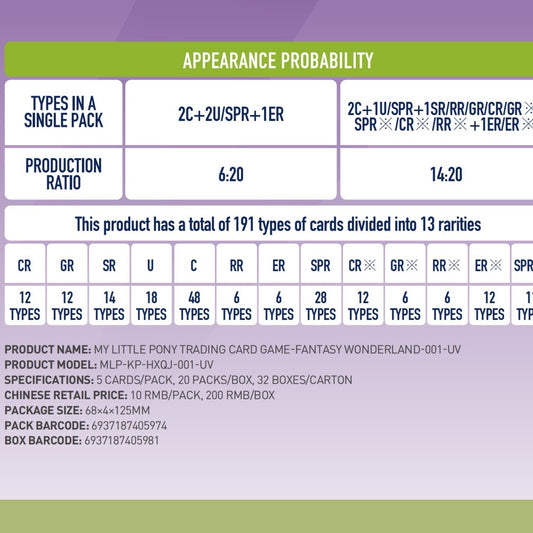 KAYOU My Little Pony Trading Card Game – Fantasy Wonderland – 001 – UV English version TCG