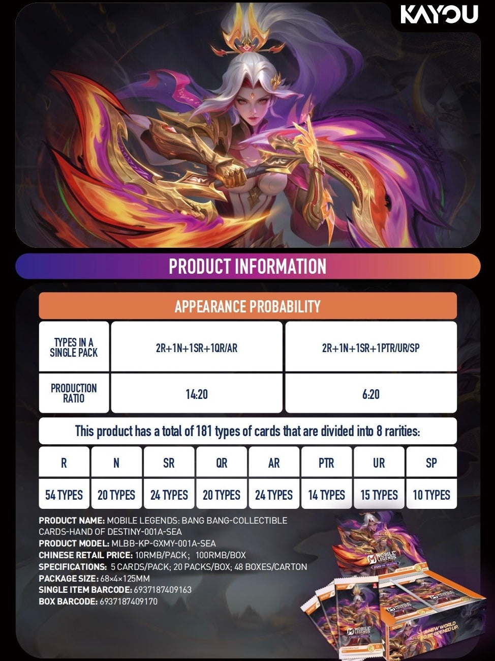 •KAYOU Mobile Legends: Bang Bang-Collectible Cards-Hand of Destiny-001A