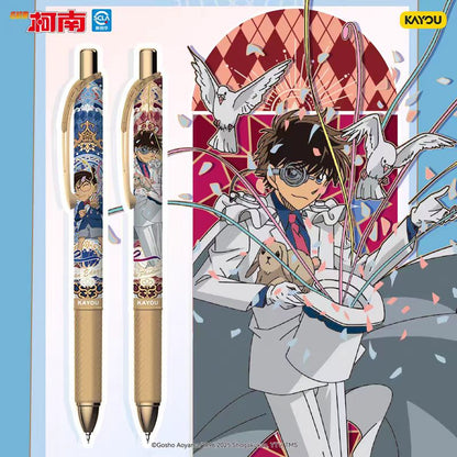 KAYOU文具名偵探柯南系列 - 黎明版第七彈，1盒（含12支筆），0.5mm黑色可伸縮簽名筆