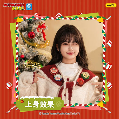 KAYOU Anpanman - Christmas GIFT Series - Plush Embroidered Badge One Full Box (Contains 8 Packs) 卡遊 麵包超人聖誕GIFT毛絨刺繡徽章 官方正版周邊馬口鐵吧唧谷子