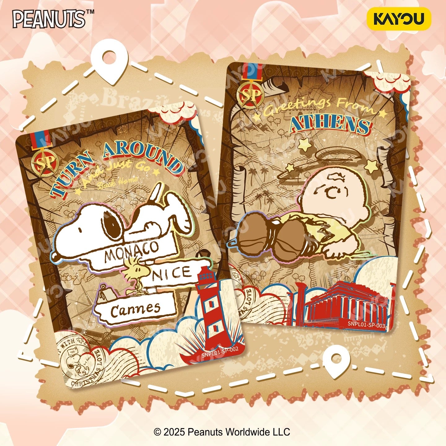 KAYOU Snoopy Peanuts Comics - Miracle Collection - World Travel Cards - Wave 1