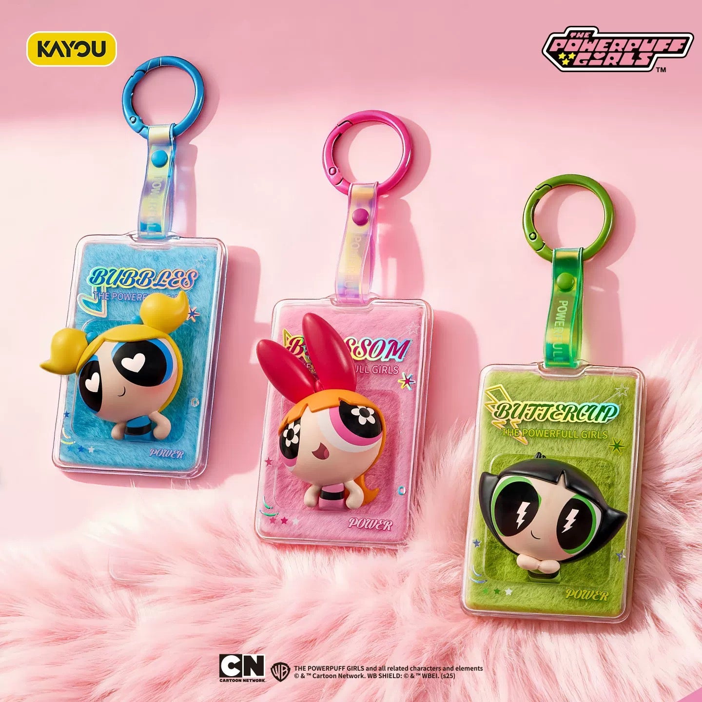KAYOU Powerpuff Girls Fluffy Dangler Charms: Dazzling Courage Series Wave 1 One full box (contains 6 small boxes)卡遊飛天小女警絨絨吊卡