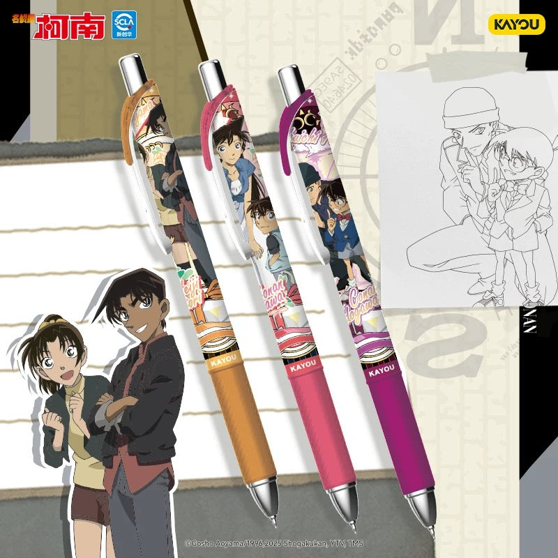 KAYOU 名偵探柯南 中性筆盲盒 - 推理筆 黎明版，可伸縮黑色走珠筆/簽字筆，怪盜基德高價值設計，小學生專屬，官方正品聯名文具商品